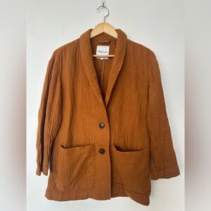 Madewell Double Gauze Blazer Jacket Rust Cotton Do Well Sustainable Small
